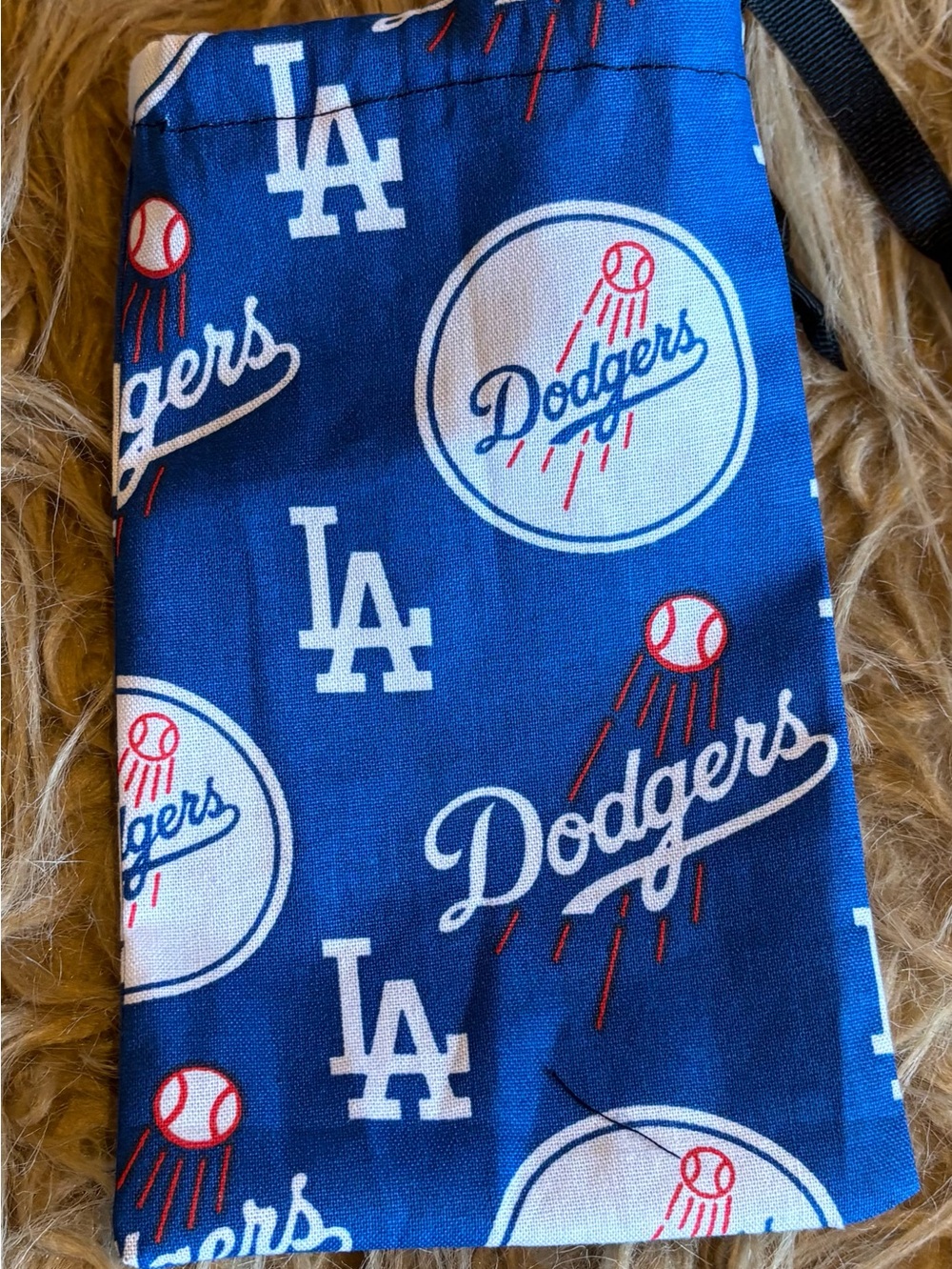 Los Angeles Dodgers Drawstring Phone Pouch Bag 7”x4”Handmade